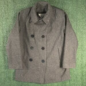 Marvin Richards Vintage Wool Pea Coat Size 8 Made In USA Gray With Lining